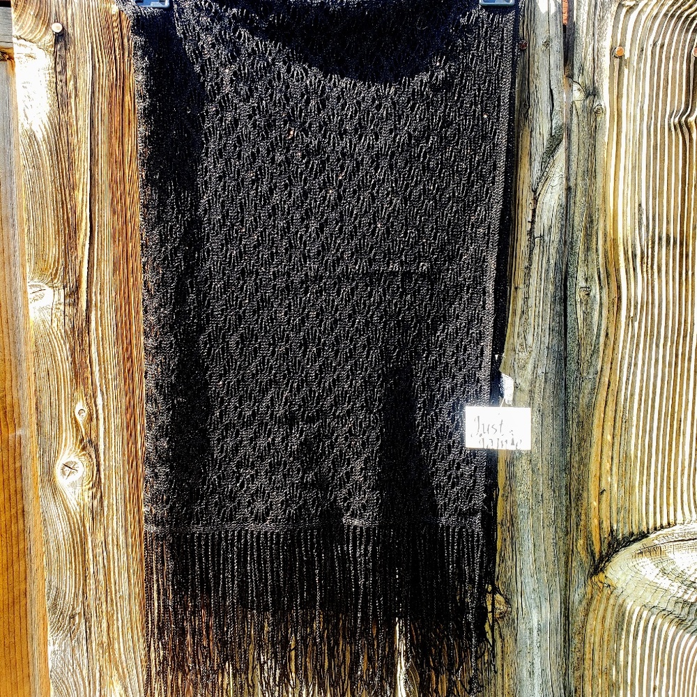 Just Jaimie Black Knit Scarf/Wrap NWT